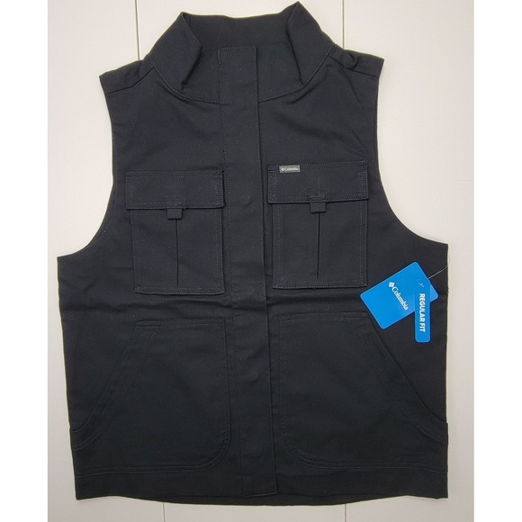 Columbia Jackets & Blazers - Columbia Brea Falls Vest Womens Size M Cotton Black Lined Plaid Button Front New